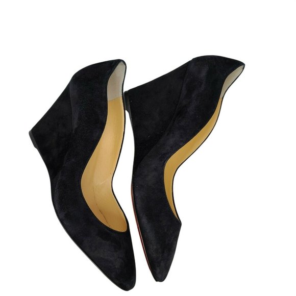 Louboutin Tanja Black Suede Wedges BNIB Size 39.5 - Picture 5 of 7
